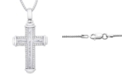 Macy's Men's Diamond Cross 22" Pendant Necklace (1 ct. t.w.) in Sterling Silver